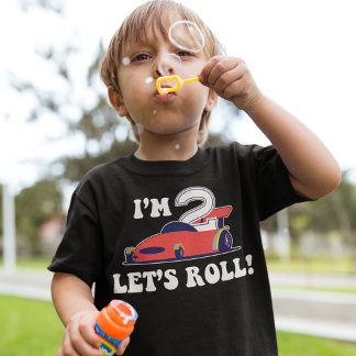 赤いレーシングカー 2歳誕生日 男の子用Tシャツ トドラーTシャツ
