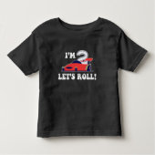赤いレーシングカー 2歳誕生日 男の子Tシャツ トドラーTシャツ (正面)