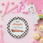 赤いレーシングカー 4歳の誕生日紙皿 ペーパープレート (パーティー)