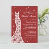 赤いレースのよう冬のブライダルシャワー招待状 招待状 (スタンド正面)