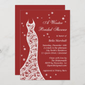 赤いレースのよう冬のブライダルシャワー招待状 招待状 (正面/裏面)