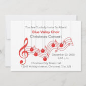 赤いレースのクリスマスコンサートの発表 招待状 (裏面)