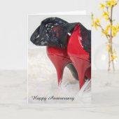 赤いレースの下着 カード (黄色い花)