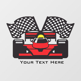 赤いレースカーの窓の貼り付け ウィンドウサイン