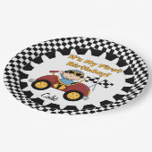 赤いレースカーの第1誕生日の紙皿 ペーパープレート (アングル)