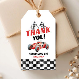 赤いレースカーの誕生日ギフトタグ ギフトタグ