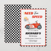 赤いレースカーの誕生日 | 5つのスピードが必要 招待状 (正面/裏面)