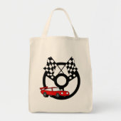 赤いレースカーのTシャツおよびギフト トートバッグ (正面)