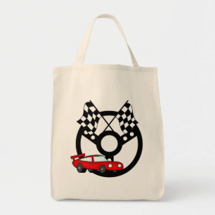 赤いレースカーのTシャツおよびギフト トートバッグ