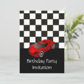 赤いレースカーを持つ誕生日のパーティの招待状 招待状 (スタンド正面)