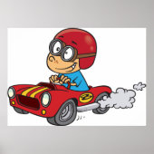 赤いレースカーを運転する少年 ポスター (正面)