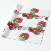 赤いレースカーを運転する少年 ラッピングペーパー (アンロールド)