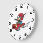 赤いレースカーを運転する少年 ラージ壁時計 (傾斜)