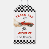 赤いレースカーボーイレーシング誕生日感謝していあなた ギフトタグ (正面)
