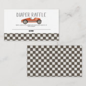 赤いレースカー赤ちゃんシャワーおむつラッフル エンクロージャーカード (正面/裏面)