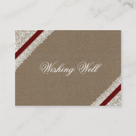 赤いレースフェイクとバーラップが良いカードを望む エンクロージャーカード