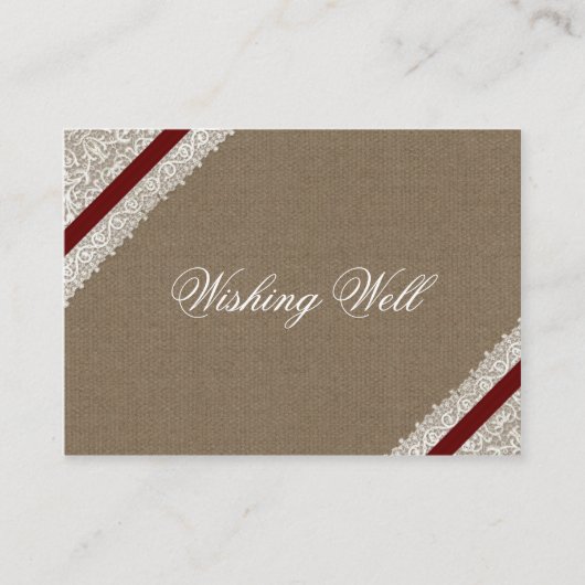 赤いレースフェイクとバーラップが良いカードを望む エンクロージャーカード (正面)