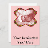 赤いレース鳩を表示 招待状 (正面/裏面)