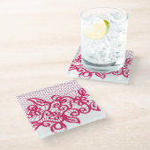 赤いレース ガラスコースター (アングル)