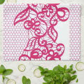 赤いレース キッチンタオル (折り畳み)