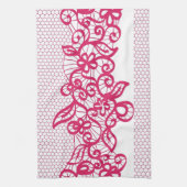 赤いレース キッチンタオル (縦)