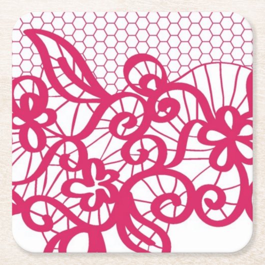 赤いレース スクエアペーパーコースター (正面)