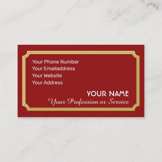 赤いロエレガントゴオーナメント金ゴールド枠名刺 名刺 (裏面)