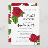 赤いロエレガントーズフローラブライダルシャワー招待 招待状 (正面/裏面)