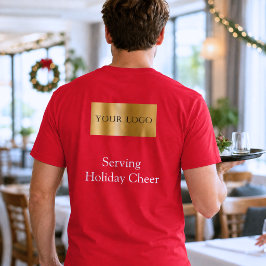 赤いロゴのクリスマススタッフがバー・レストランで接客 Tシャツ