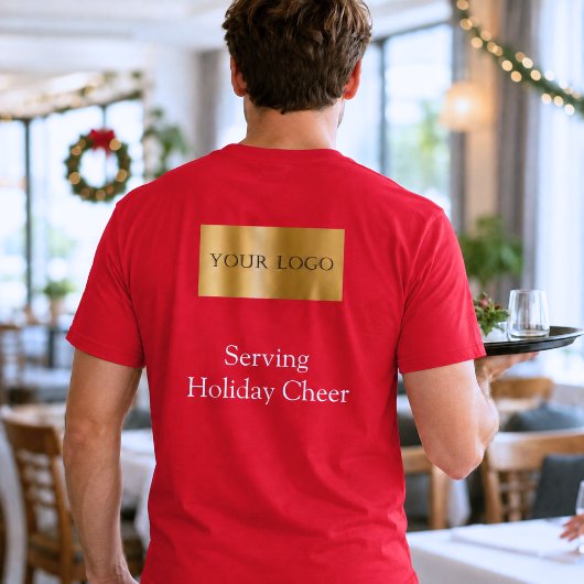 赤いロゴのクリスマススタッフがバー・レストランで接客 Tシャツ