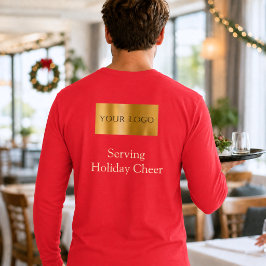 赤いロゴのクリスマススタッフがホリデーシーズンを盛り上げる Tシャツ