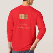 赤いロゴのクリスマススタッフがホリデーシーズンを盛り上げる Tシャツ (裏面)