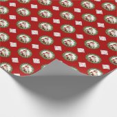 赤いロゴのクリスマス サンタギフト パターン 会社W ラッピングペーパー (角)