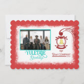 赤いロゴ、金ゴールドベル会社クリスマスフォト シーズンカード (正面)