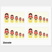 赤いロシアの祭り子人形 長方形シール (シート)