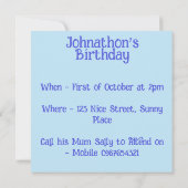 赤いロゼラインコの男の子の誕生日パーティー招待状 招待状 (裏面)