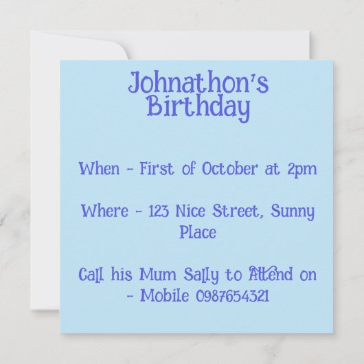 赤いロゼラインコの男の子の誕生日パーティー招待状 招待状 (裏面)