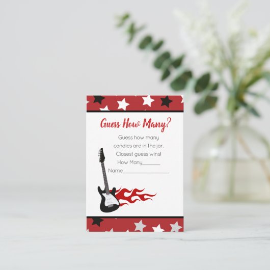 赤いロックスターの赤ちゃんシャワーゲームの数を推測 エンクロージャーカード (スタンド正面)