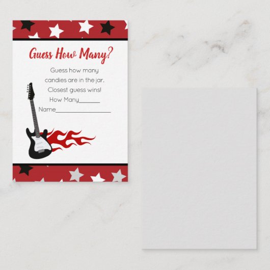 赤いロックスターの赤ちゃんシャワーゲームの数を推測 エンクロージャーカード (正面/裏面)