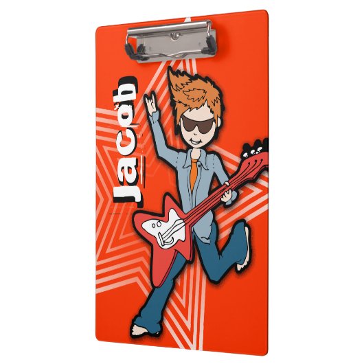 赤いロックスターギターボーイあなたの名前のクリップボードを追加 クリップボード (左)