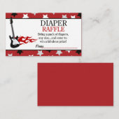 赤いロックスター赤ちゃんシャワーおむつラッフル エンクロージャーカード (正面/裏面)