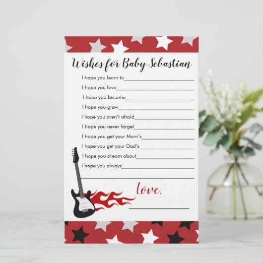 赤いロックスター音楽の赤ちゃんシャワーの願いベビー (スタンド正面)