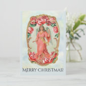 赤いロビクトリアンーズの金ゴールドに囲まれたクリスマスエンジェル カード (スタンド正面)