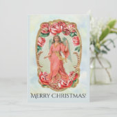 赤いロビクトリアンーズの金ゴールドに囲まれたクリスマスエンジェル 招待状 (スタンド正面)