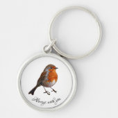 赤いロビンのキーリング\チェーン キーホルダー (正面)