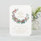 赤いロビンの休日のリースのパーティの招待状 招待状 (スタンド正面)