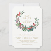 赤いロビンの休日のリースのパーティの招待状 招待状 (正面)