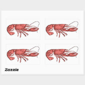 赤いロブスターのシールとヴィンテージレトロのイメージ 長方形シール (シート)