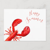 赤いロブスターの上に白い幸せな夏 ポストカード (正面)