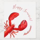 赤いロブスターの白い幸せな夏の名前 ワインラベル (シングルラベル)